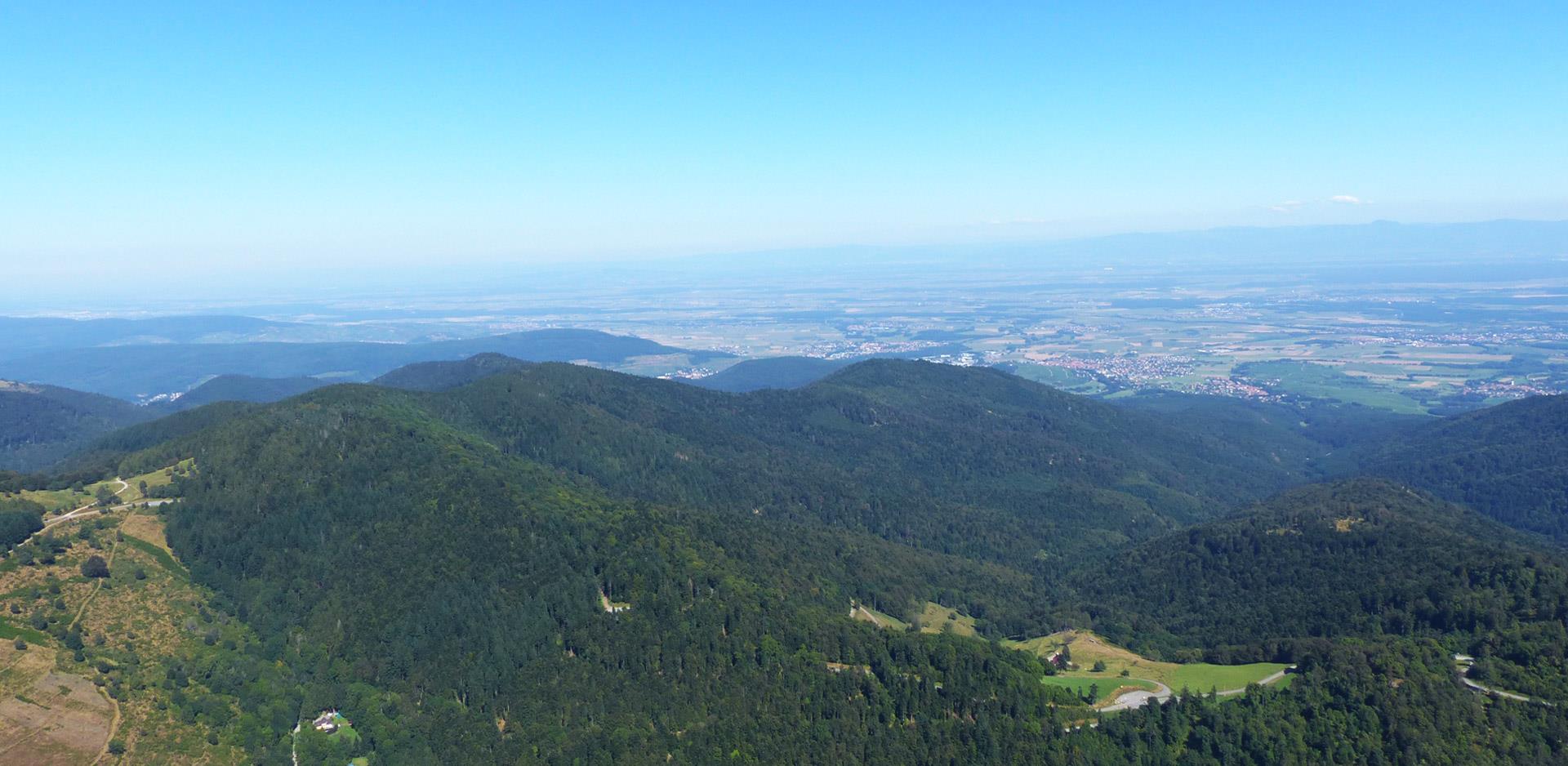 Blick von oben auf das Vogesenmassiv