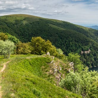 Panoramic view of an hiking trail in French Vosges