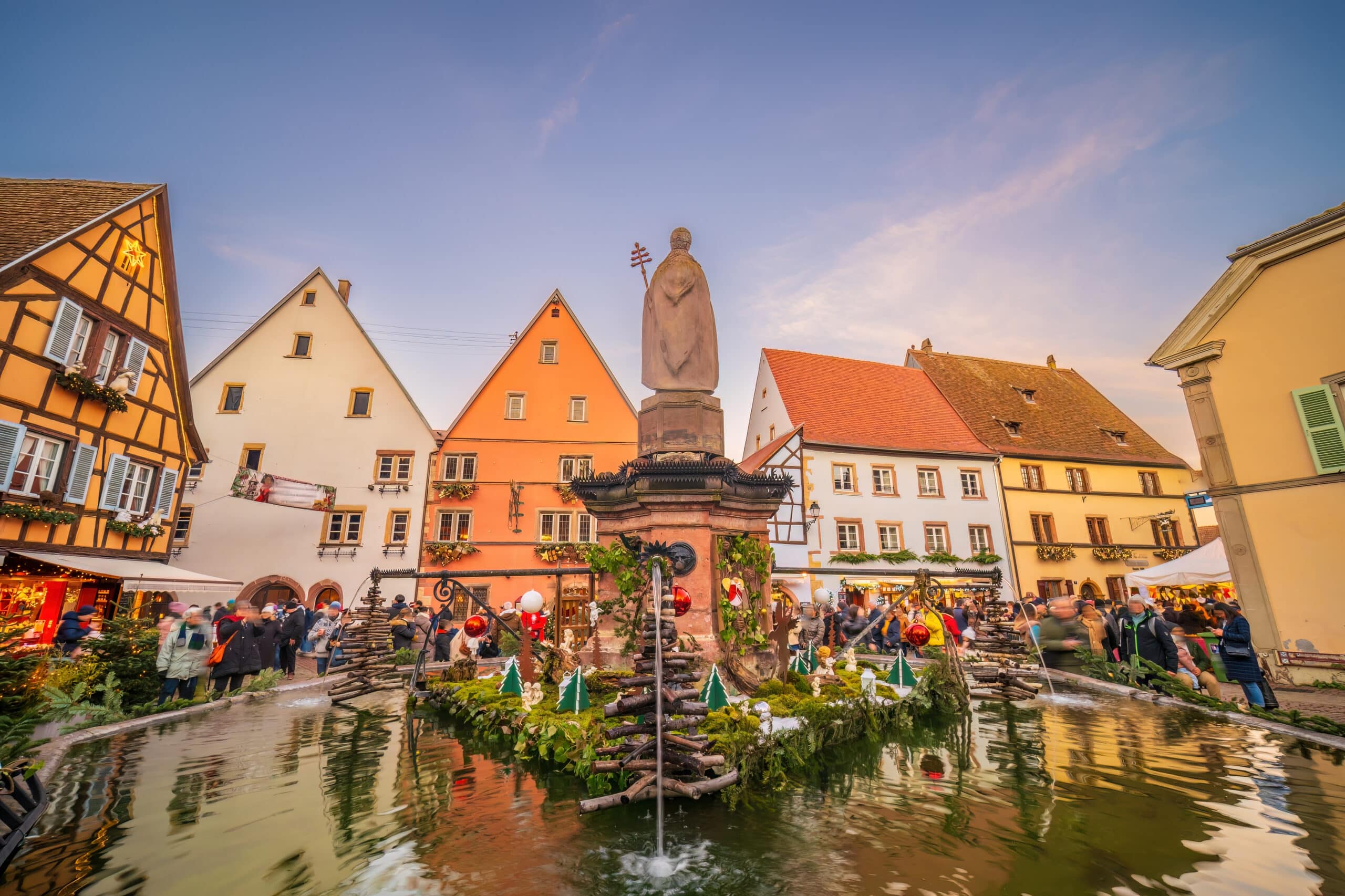 eguisheim old town city skyline, cityscape of france. in winter